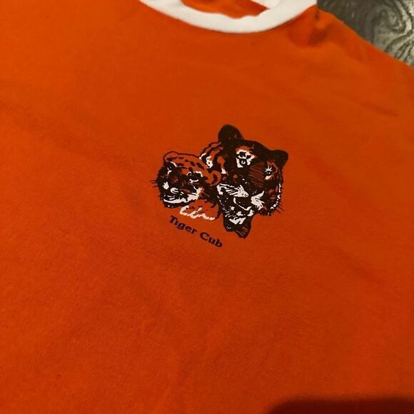 Vintage Boy Cub Scouts Tiger Cub Orange T-Shirt Ringer Neckline Official Mens M - Picture 3 of 8